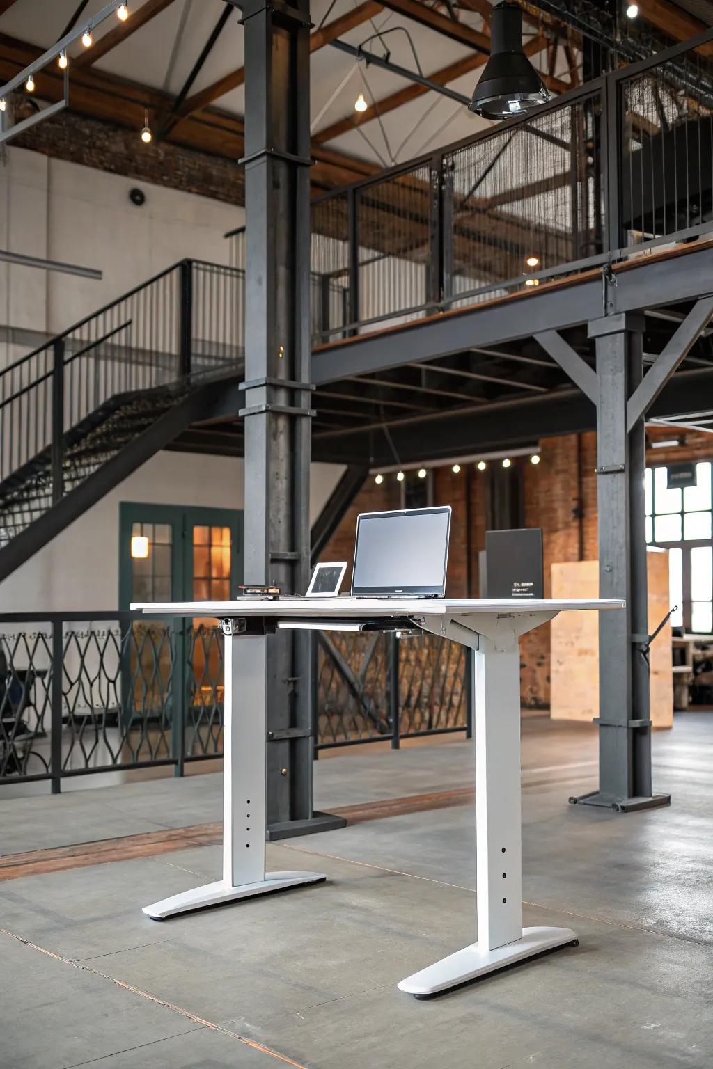 Adjustable-height desks add flexibility to your industrial setup.