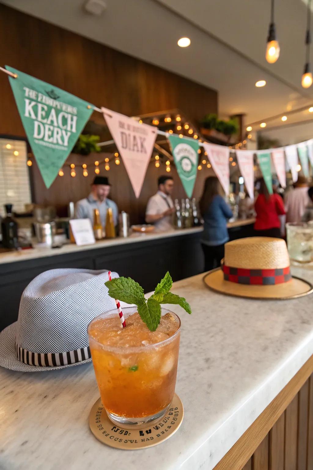 A delightful signature cocktail bar setup for Derby day.