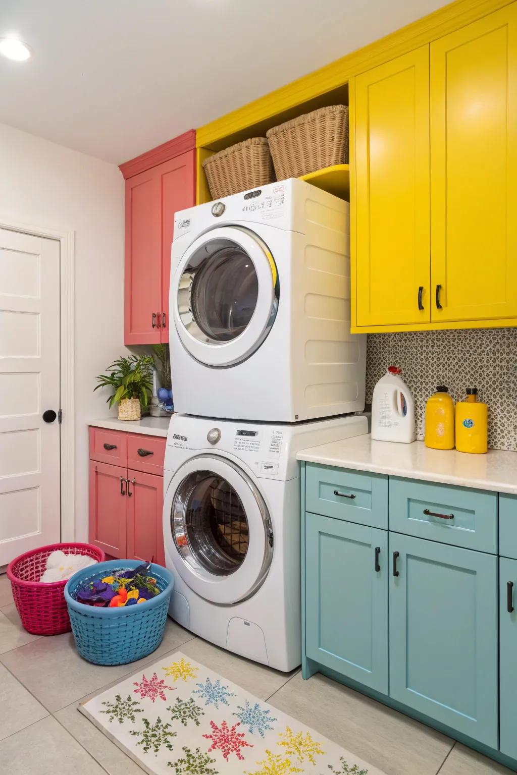 Brighten your space with colorful cabinetry.