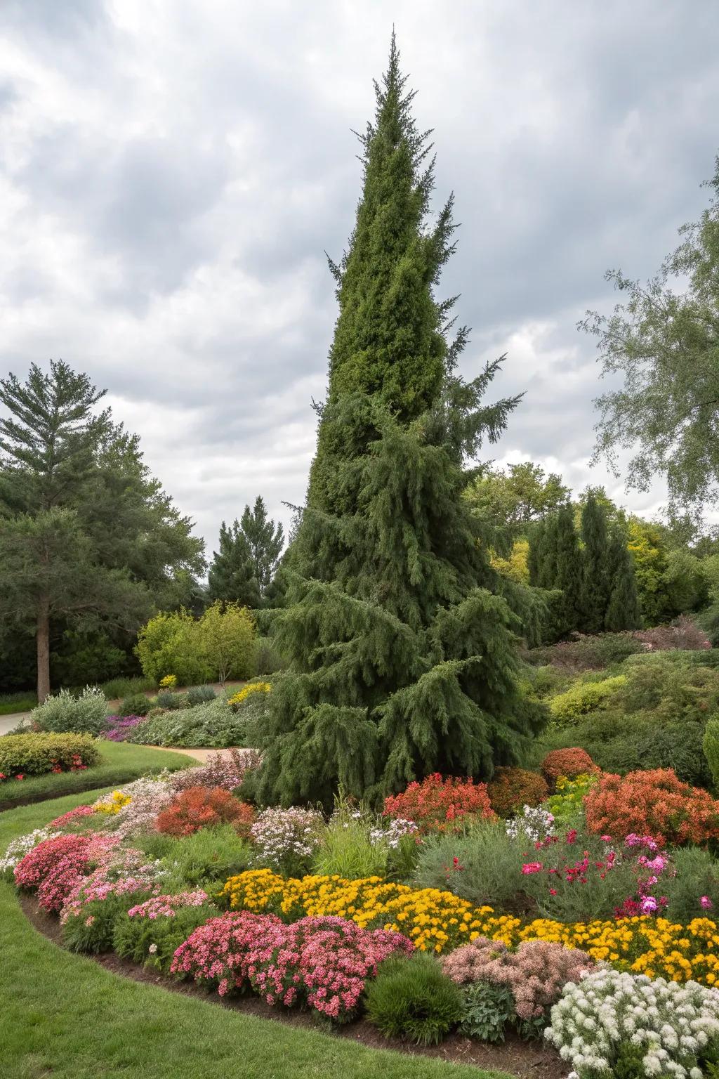 Celebrate the seasons with Leyland cypress and colorful blooms.