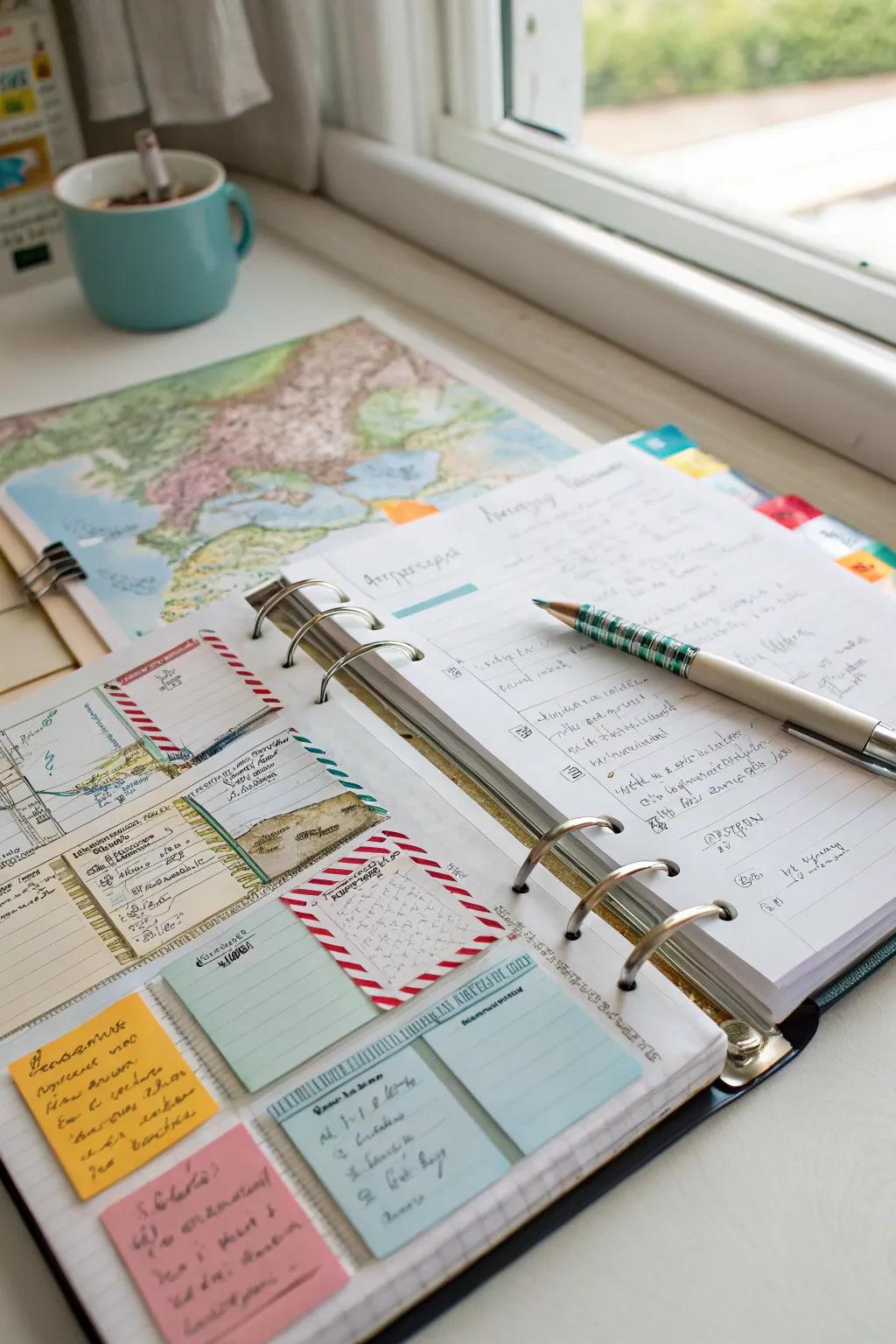 A travel plan section to organize your adventures and itineraries.