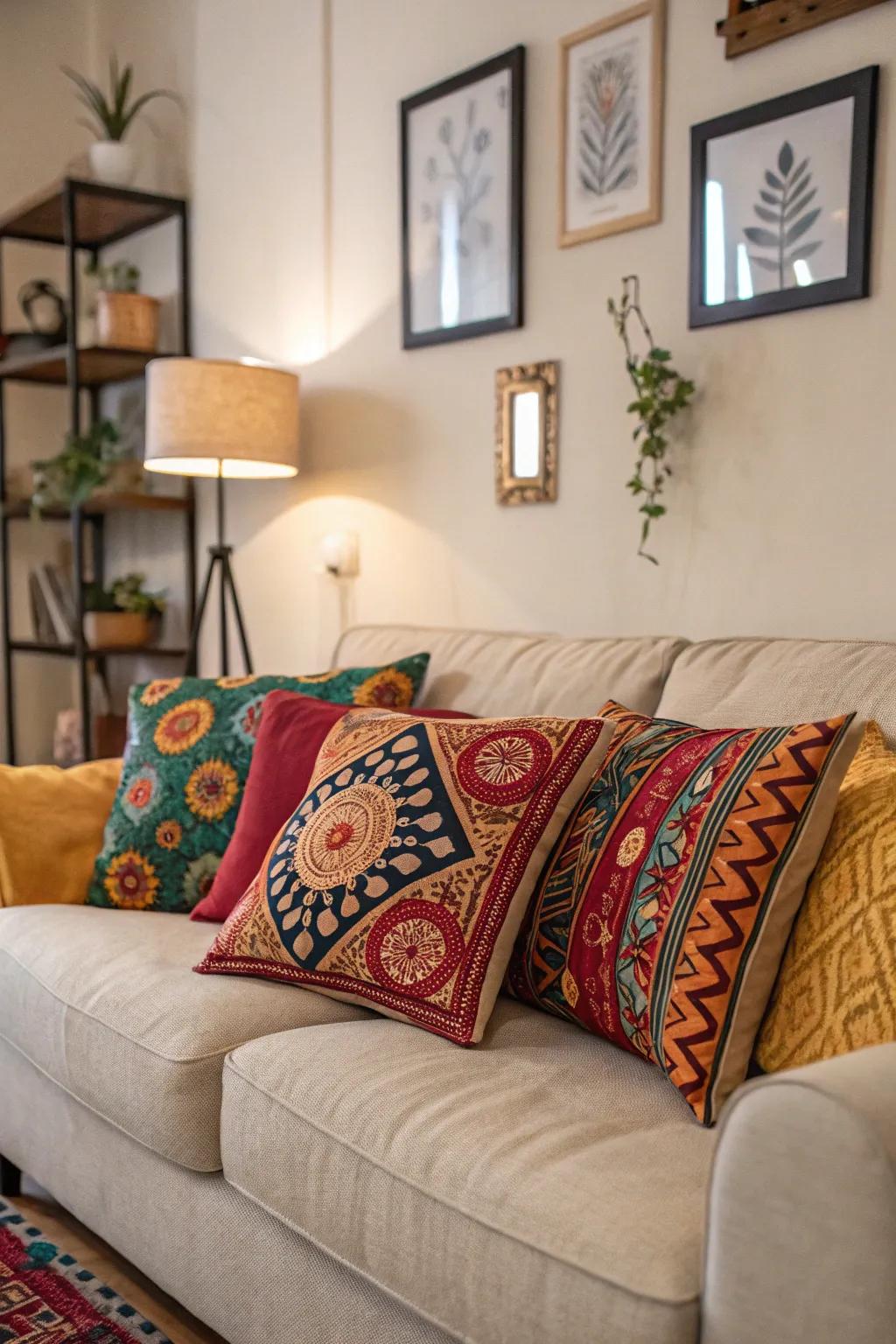 Mix of patterns for a lively living room.