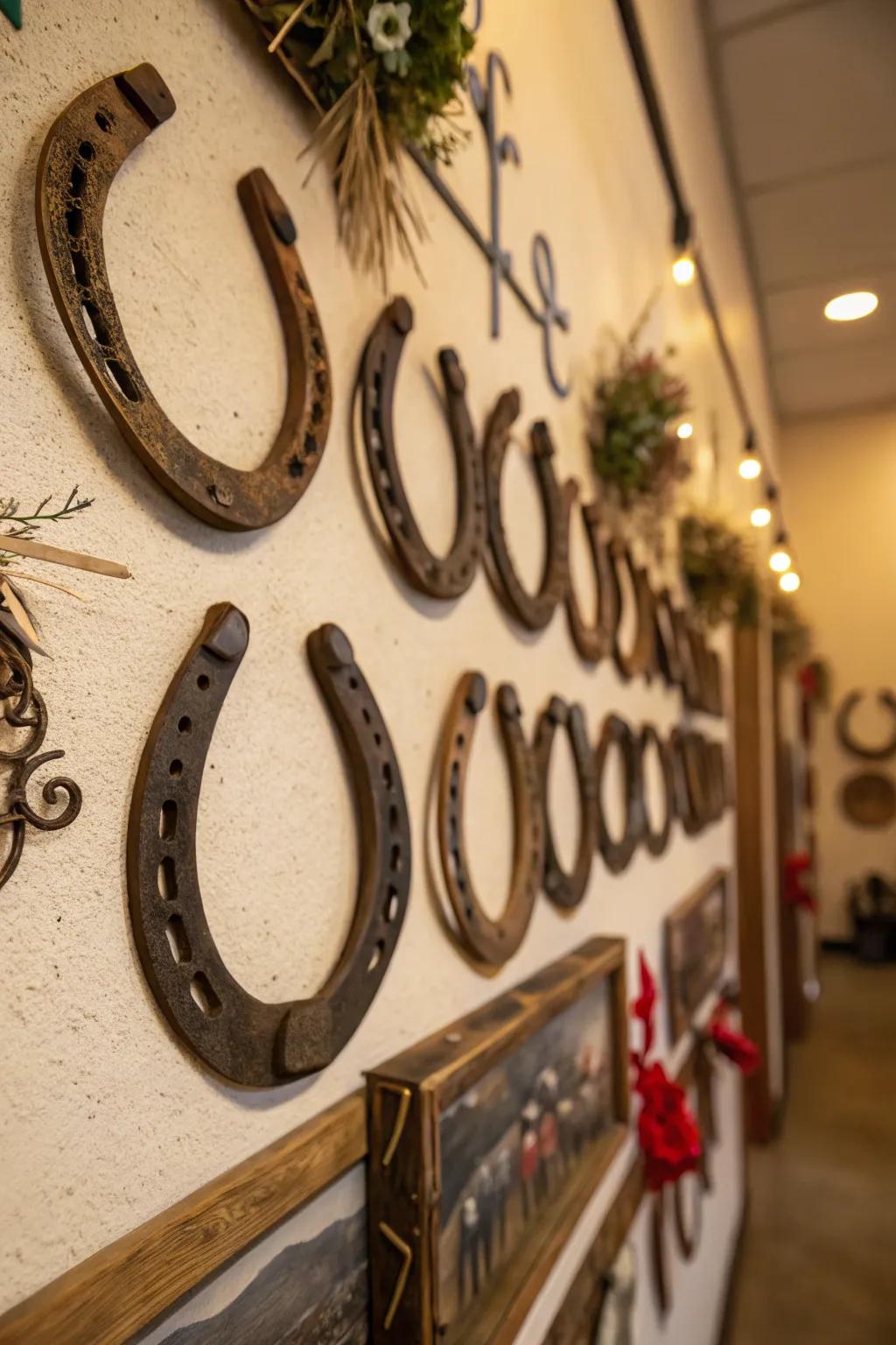 Horseshoe decorations add luck and Western flair.