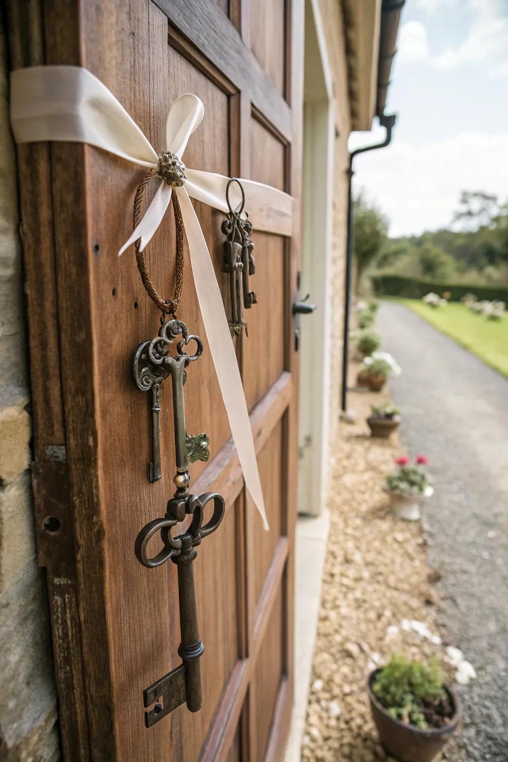 Vintage keys bring a touch of whimsy and intrigue.