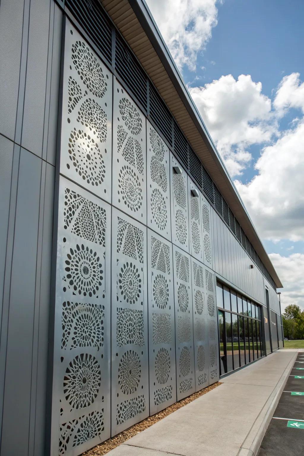 Custom image perforation turns this facade into a work of art.