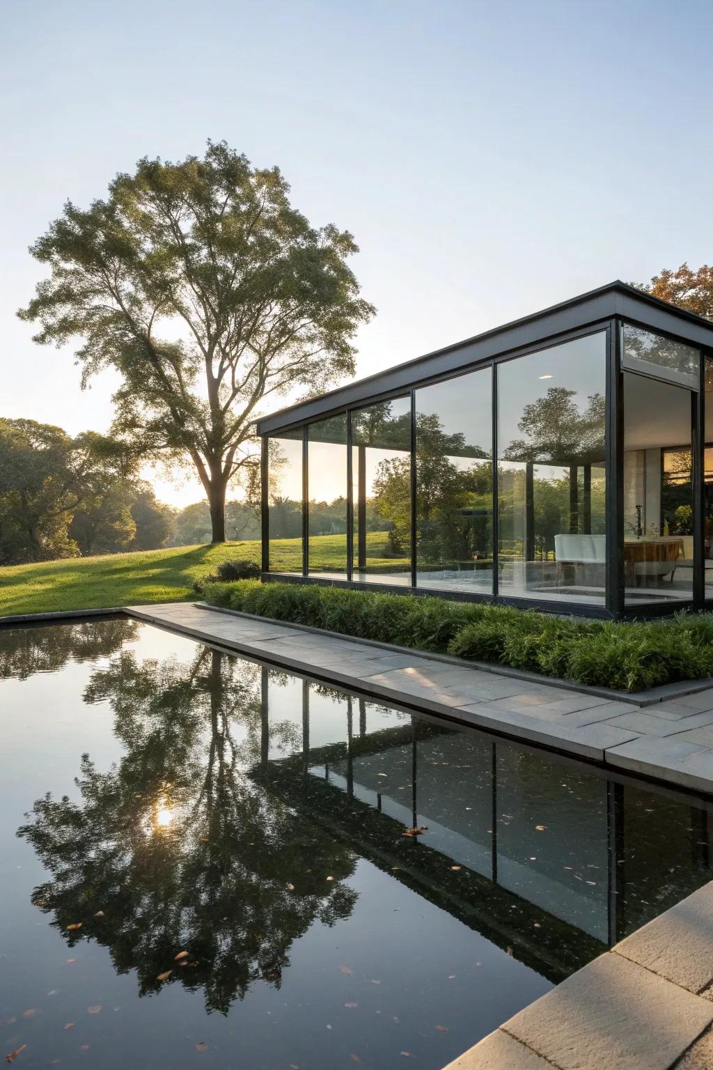 Reflection pool adding serenity and elegance.