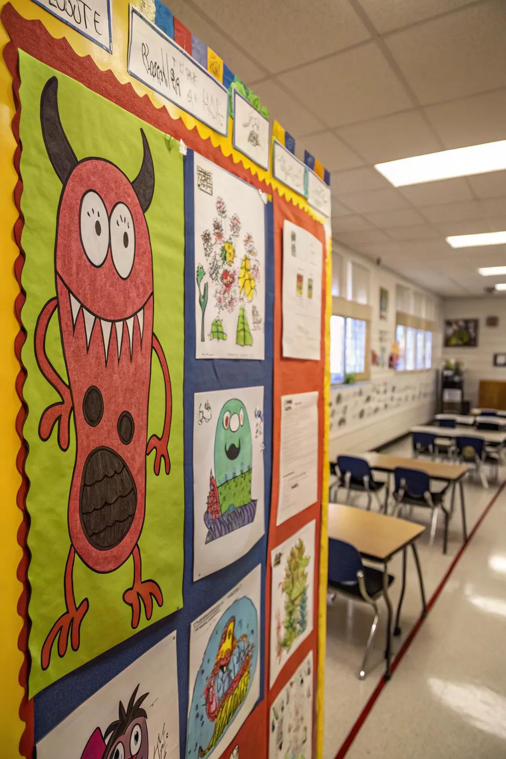 A monster art gallery that celebrates student creativity and individuality.