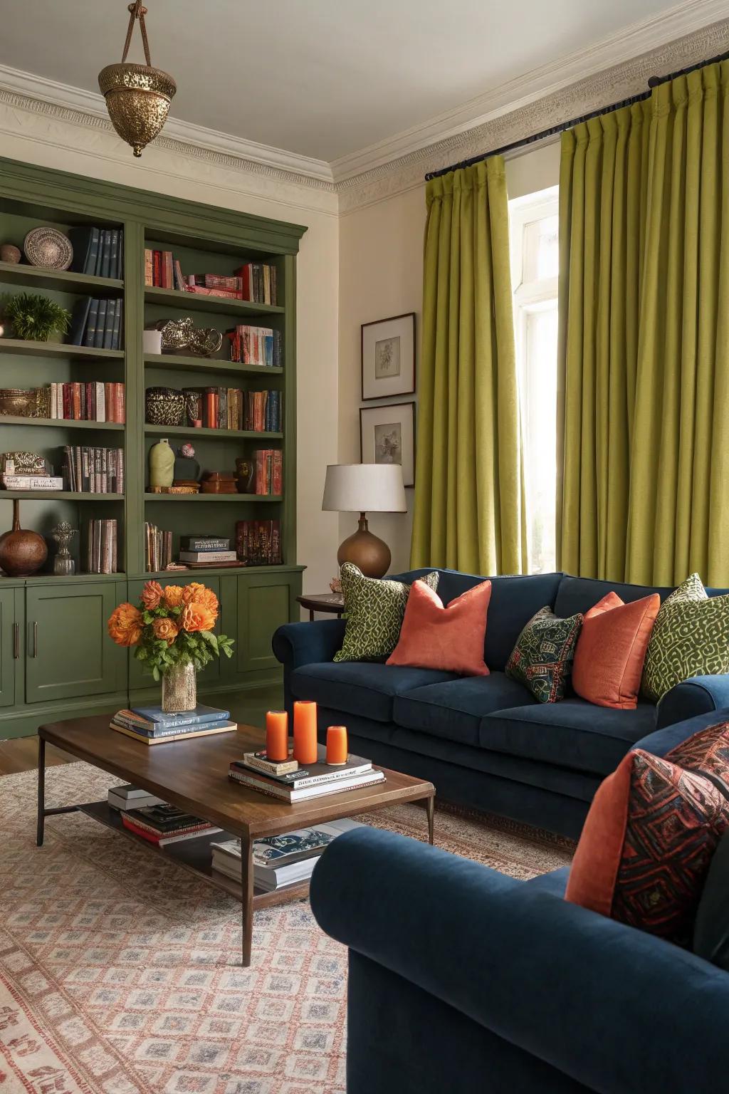 Surprising color pops add energy without disrupting harmony.