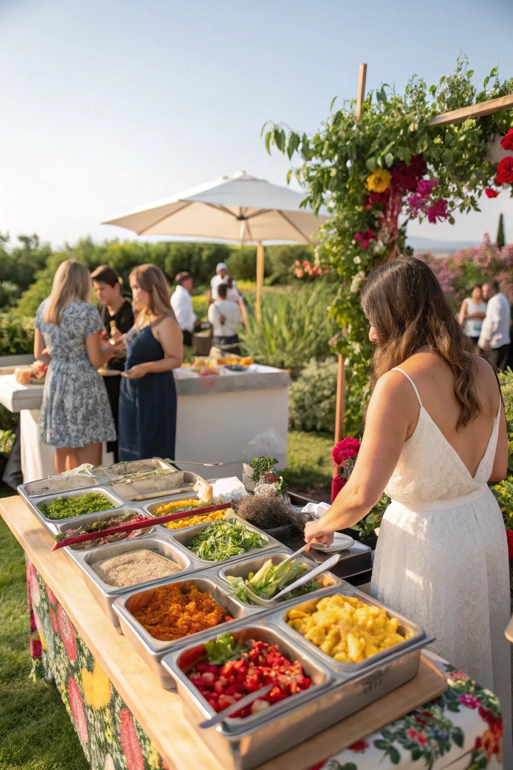 An interactive taco bar where guests can create their favorite flavors.