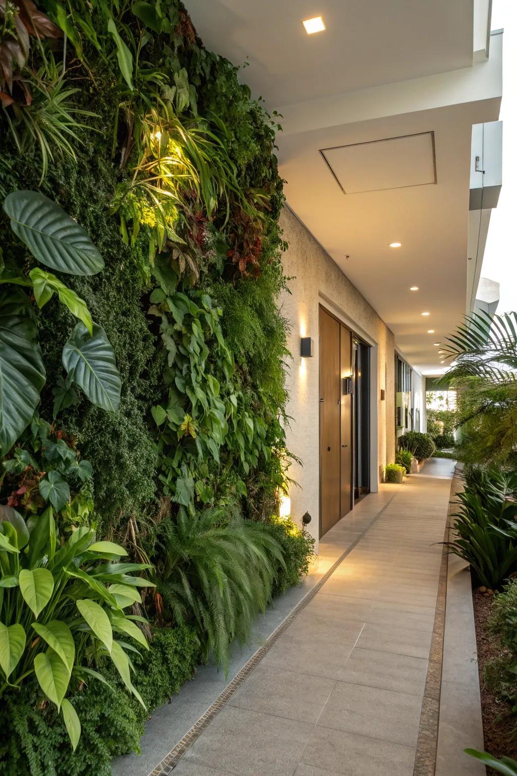 A vertical garden makes a bold statement while saving space.