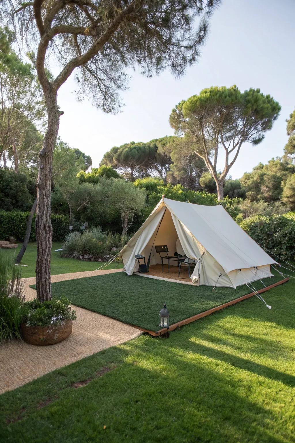Artificial turf offers a clean, natural look.
