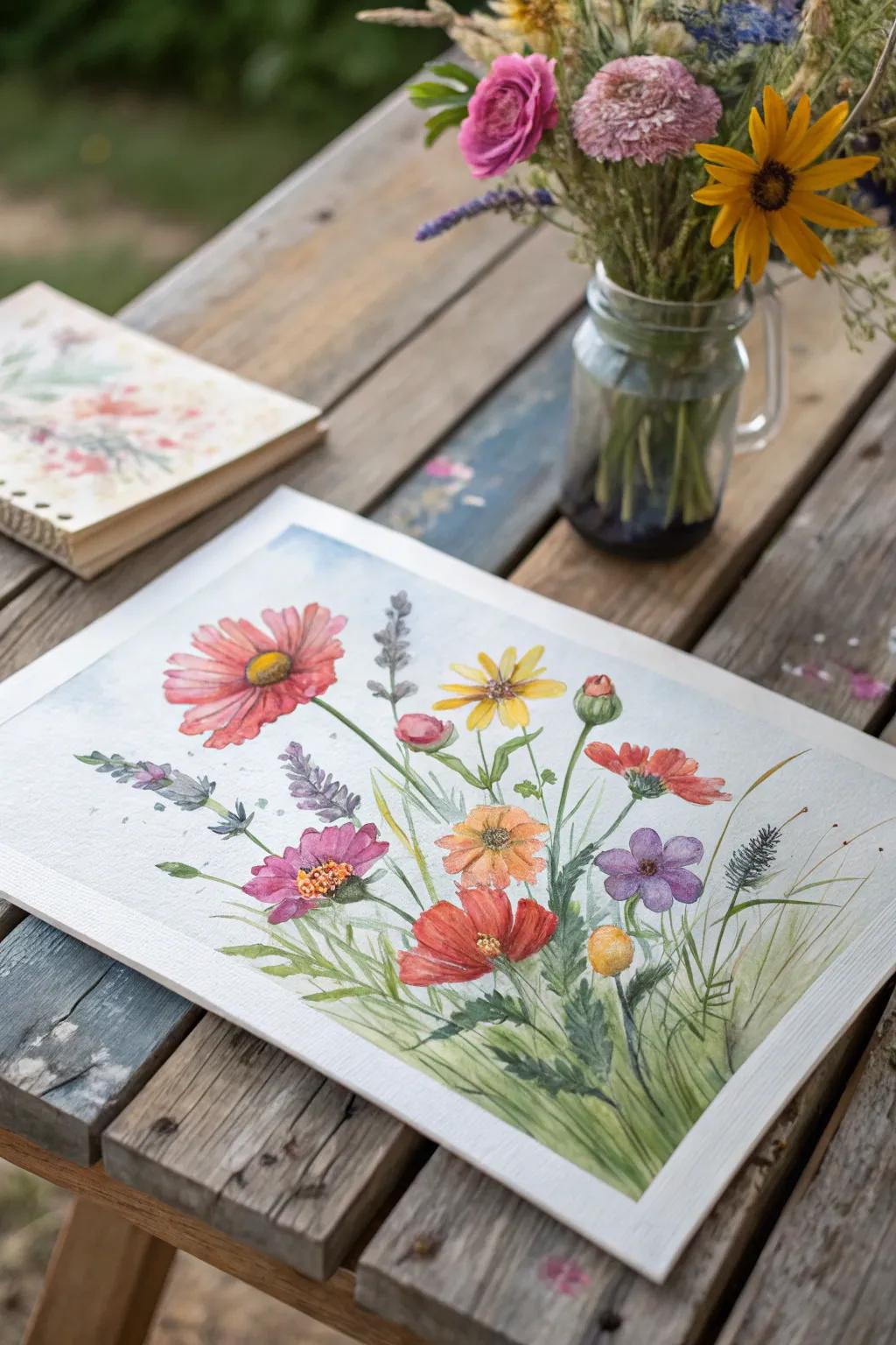 Watercolor wildflowers bring the beauty of nature indoors.