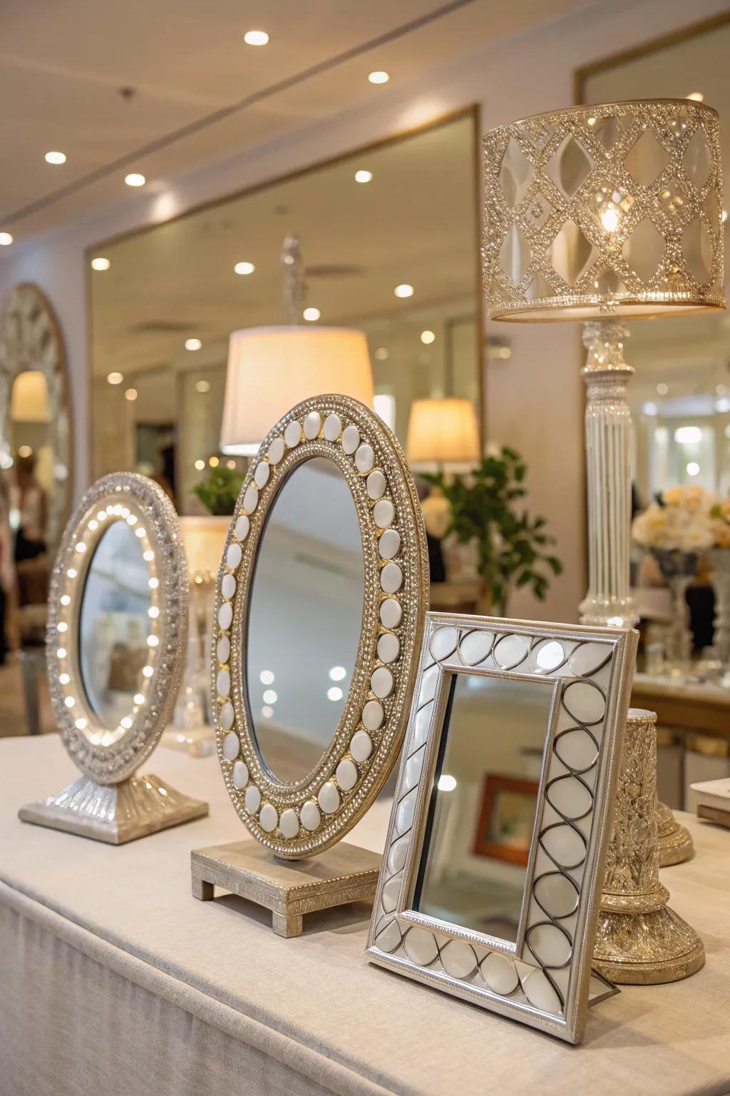 Mirrors can enhance the sense of space and light in your displays.