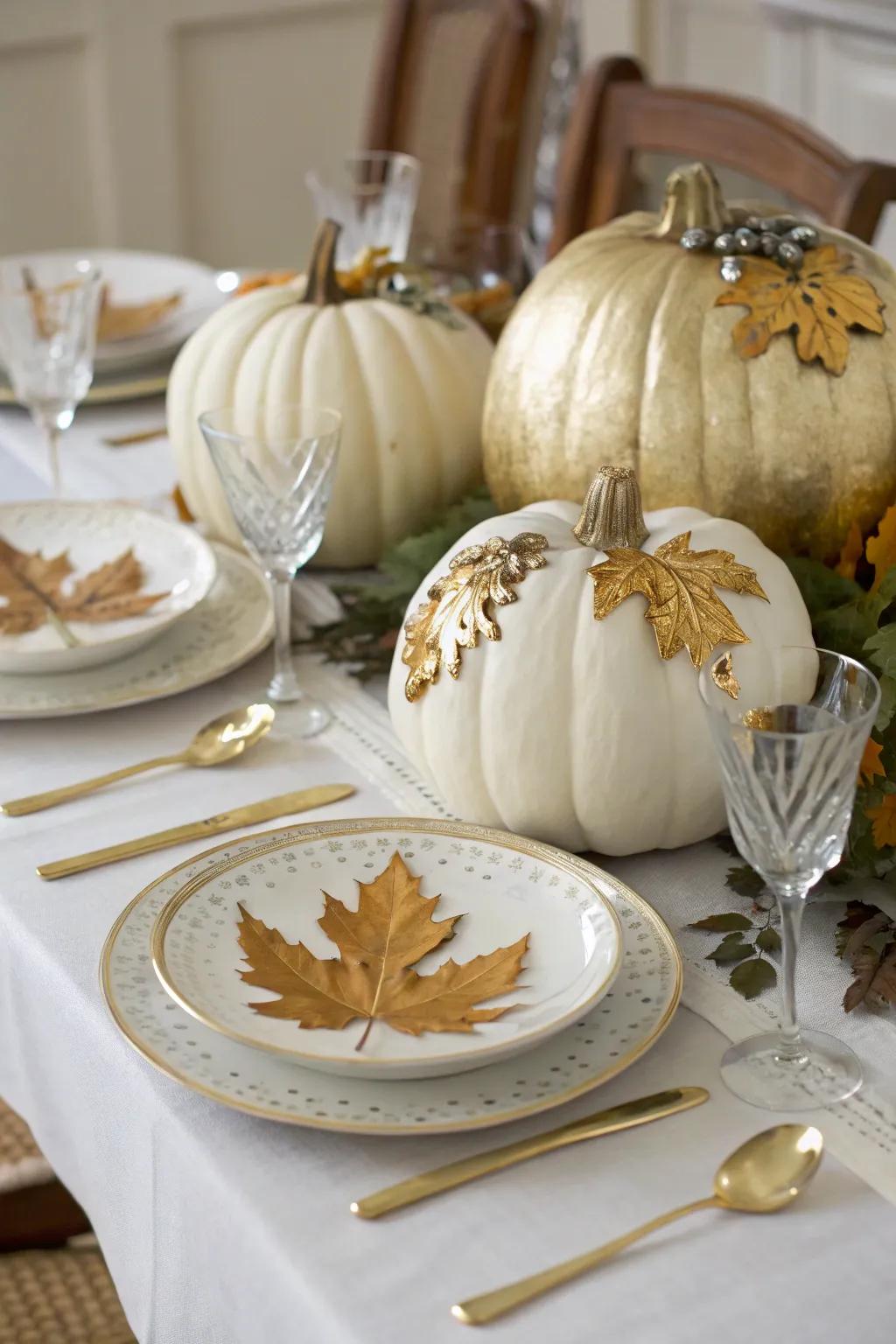 Add sophistication with luxurious gilded pumpkins.