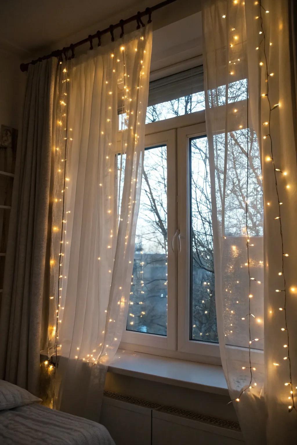 Add a touch of magic with fairy light curtains.