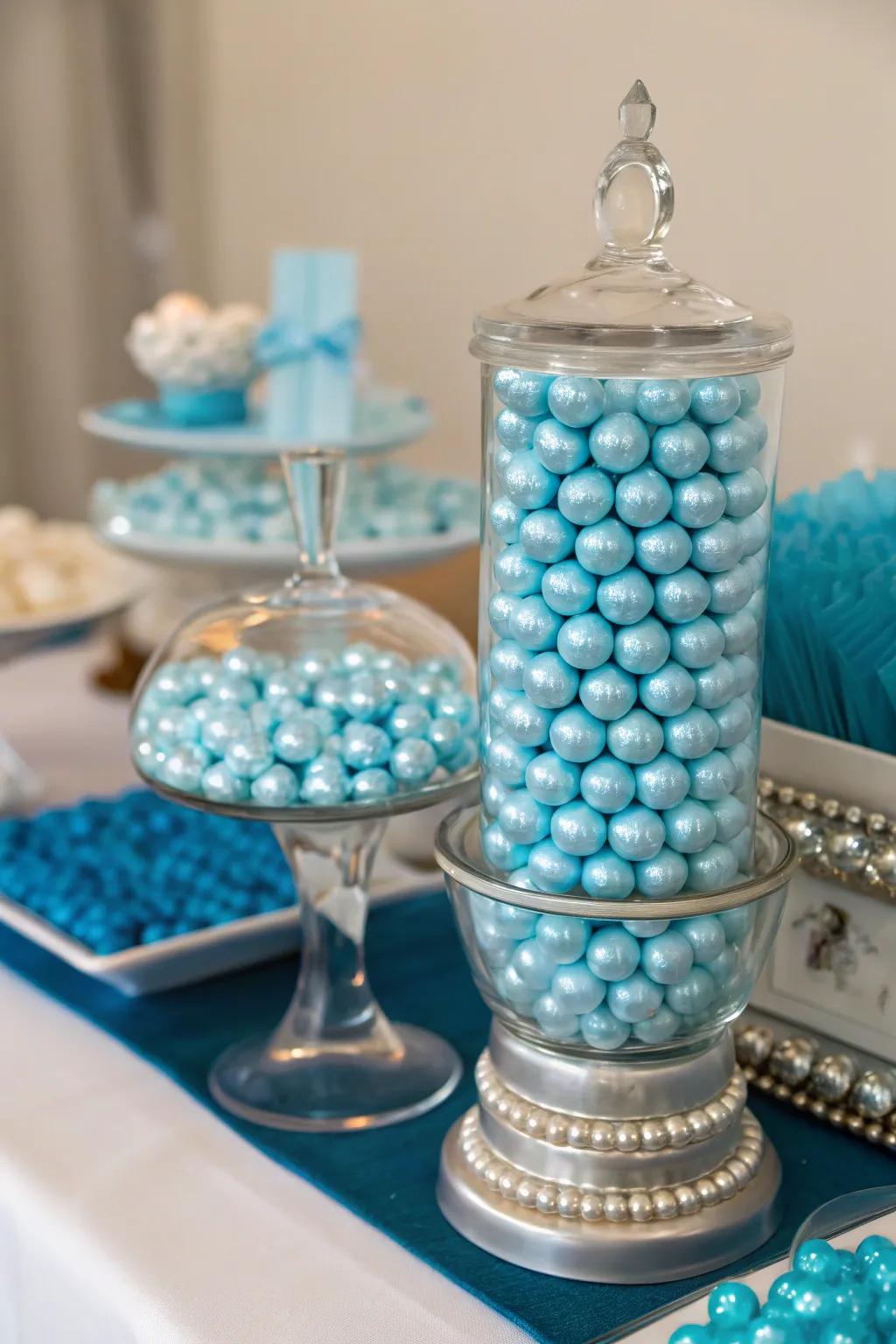 Shimmering candies adding a touch of glamour to the table.