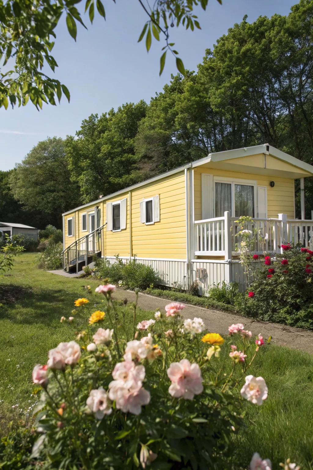 Sunny yellow adds warmth and cheer to your mobile home's appearance.