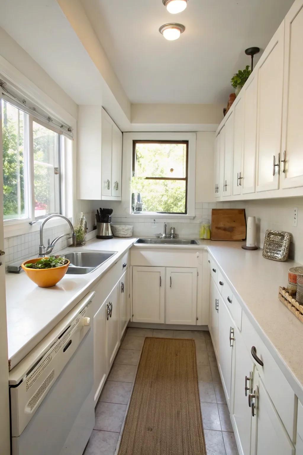 A single-bowl sink maximizes counter space.