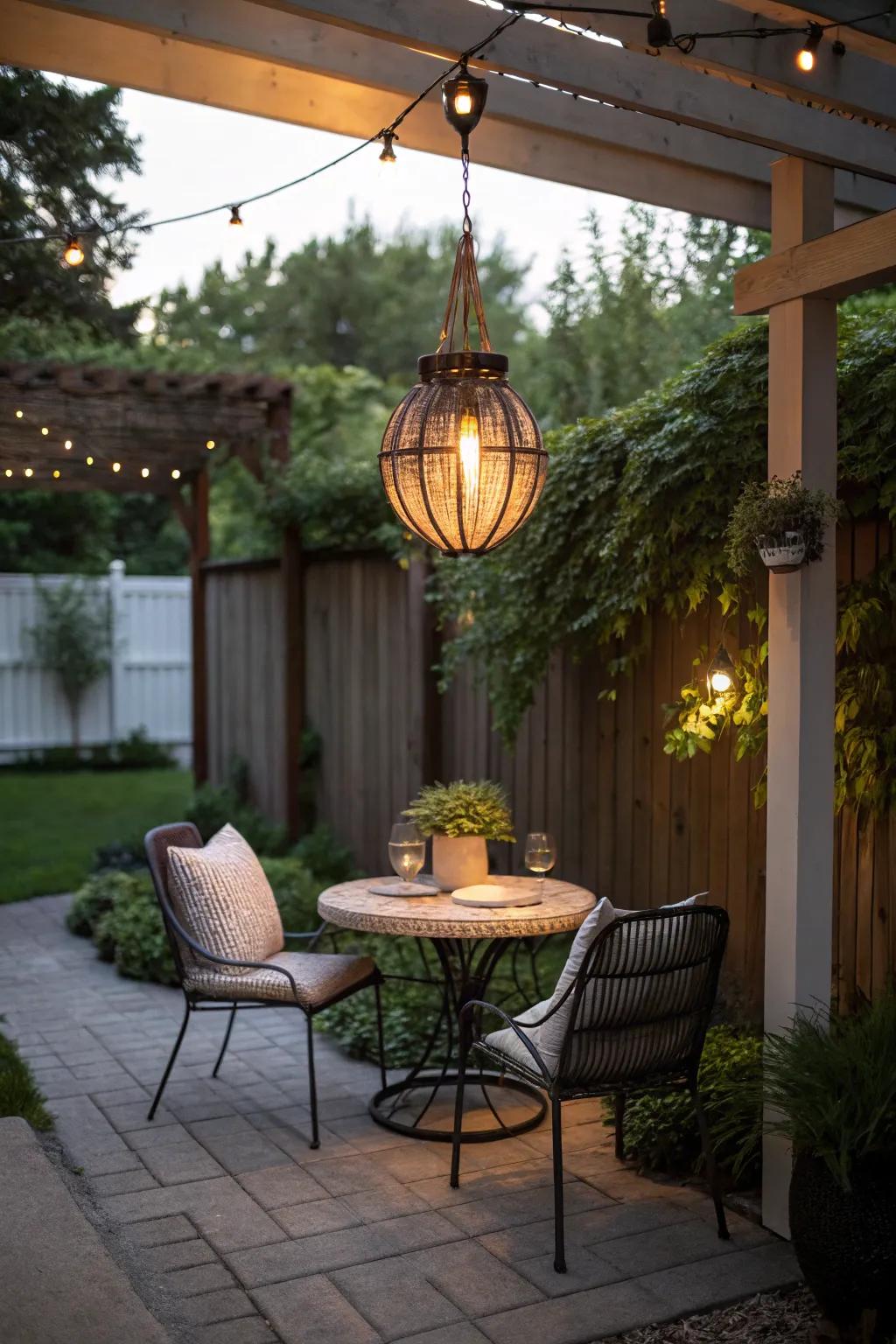 Hanging pendant lights add character and illumination.