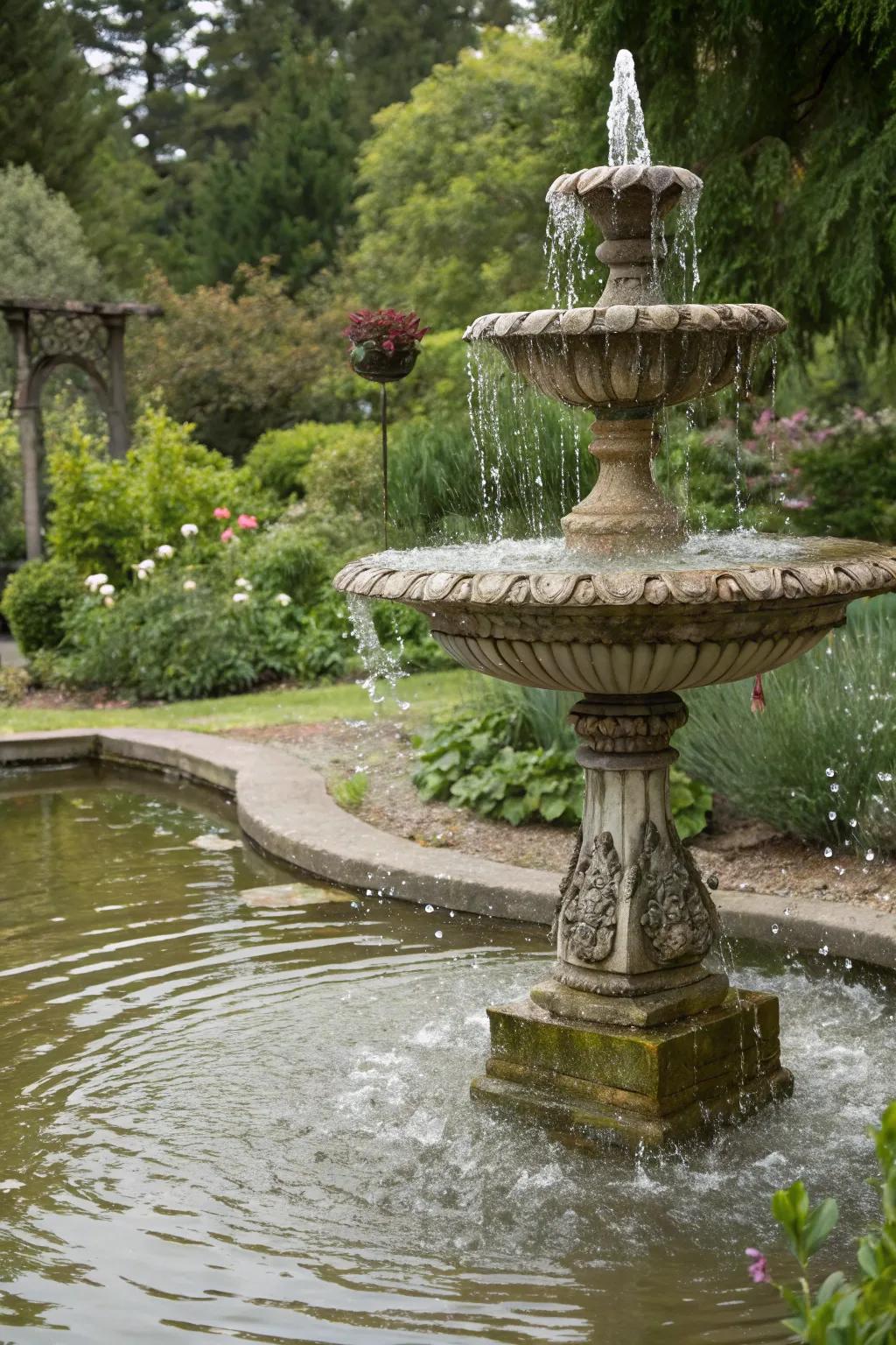 Vintage fountain designs bring elegance to your pond.