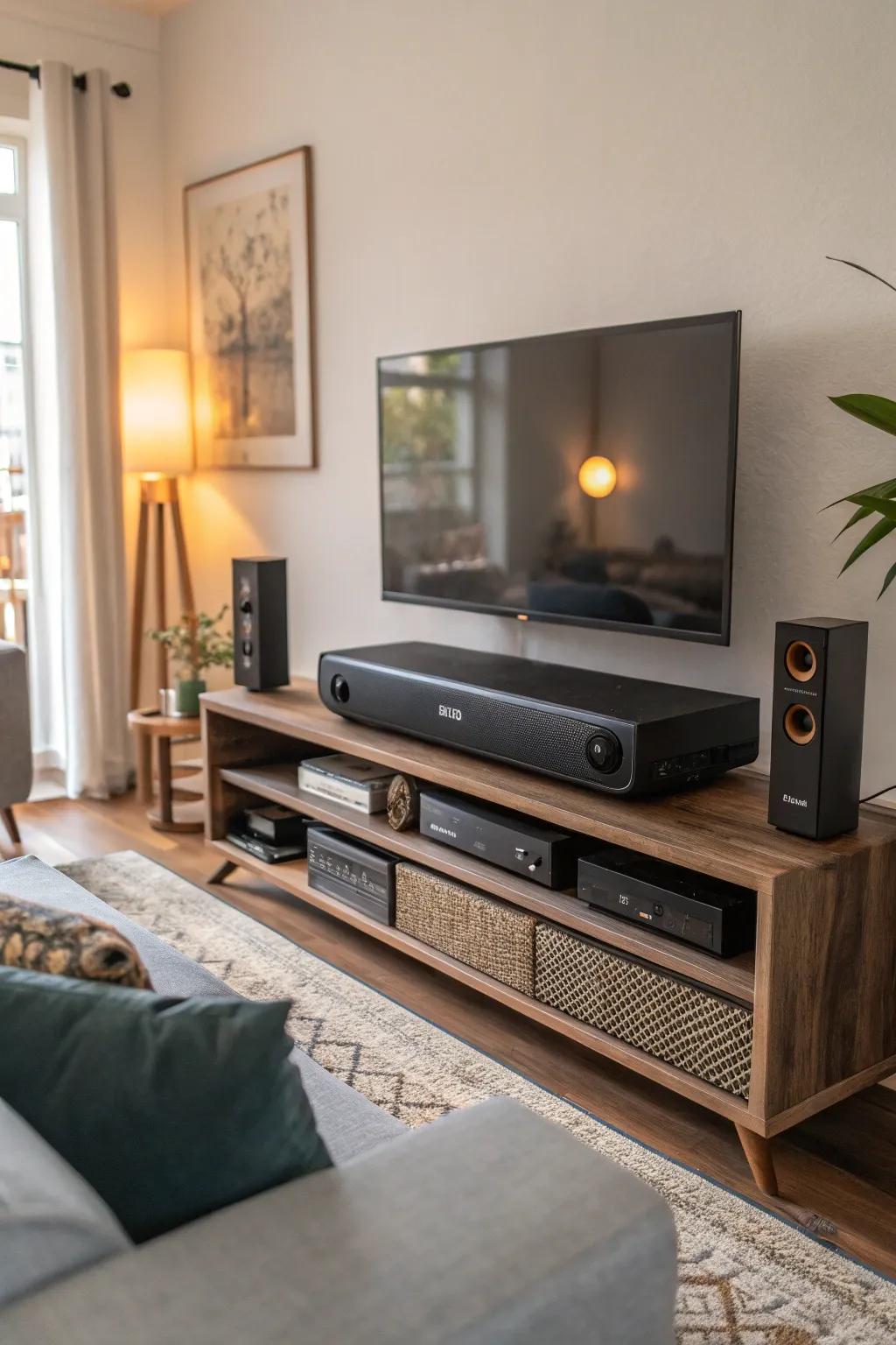 Elevated soundbar placement for optimal audio projection