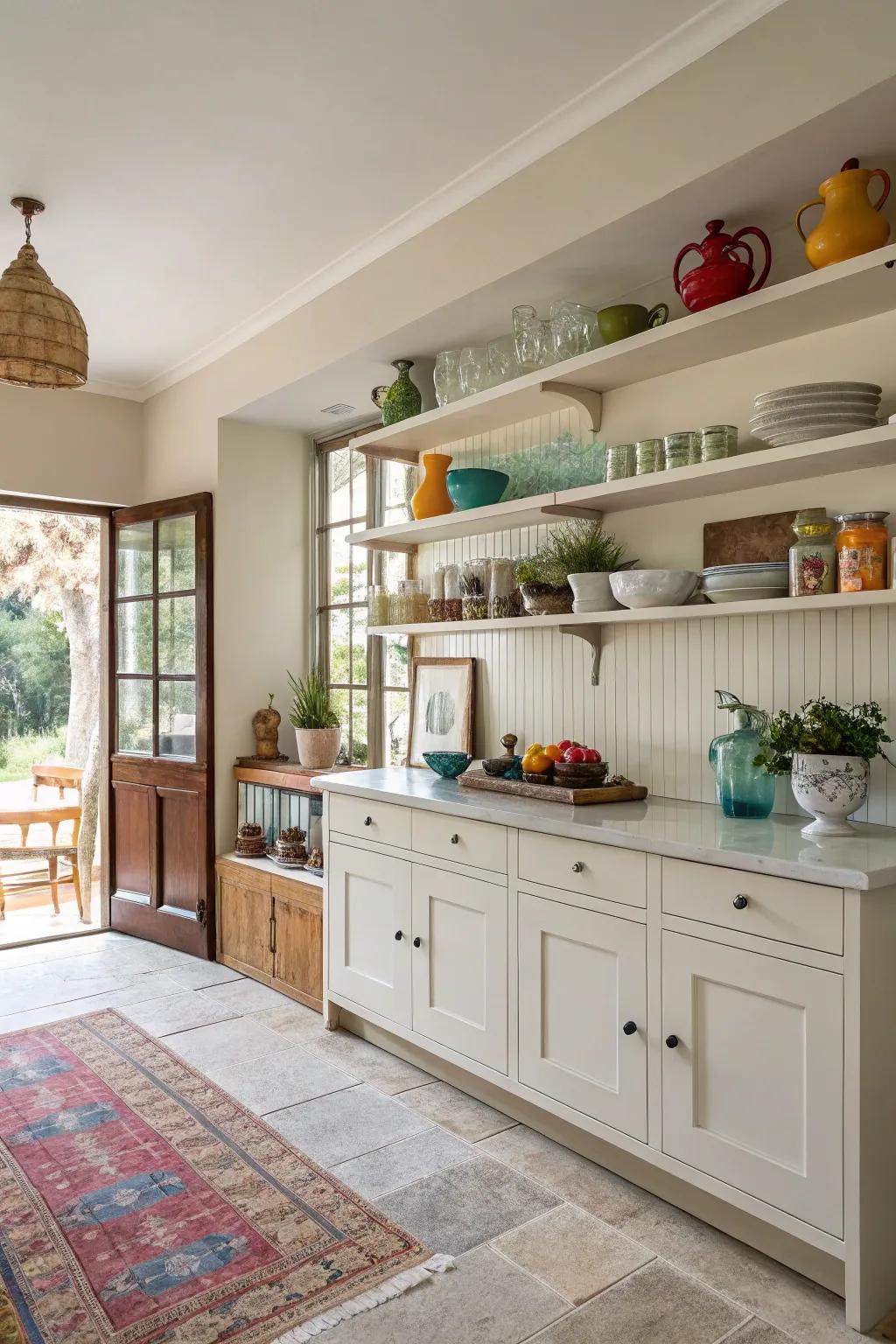 Open shelving offers a personal touch and display space in your kitchen.