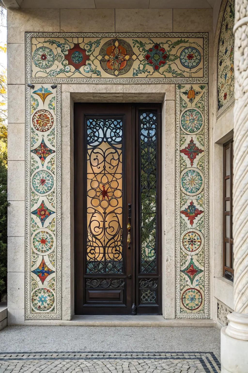 Stone mosaics turn your entrance into art.