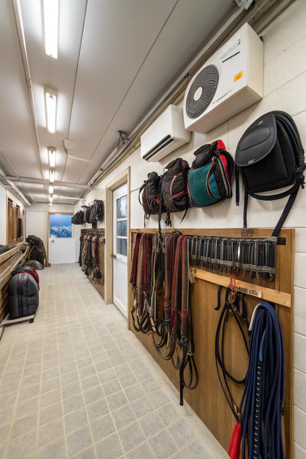 Climate control in a tack room to preserve valuable gear.