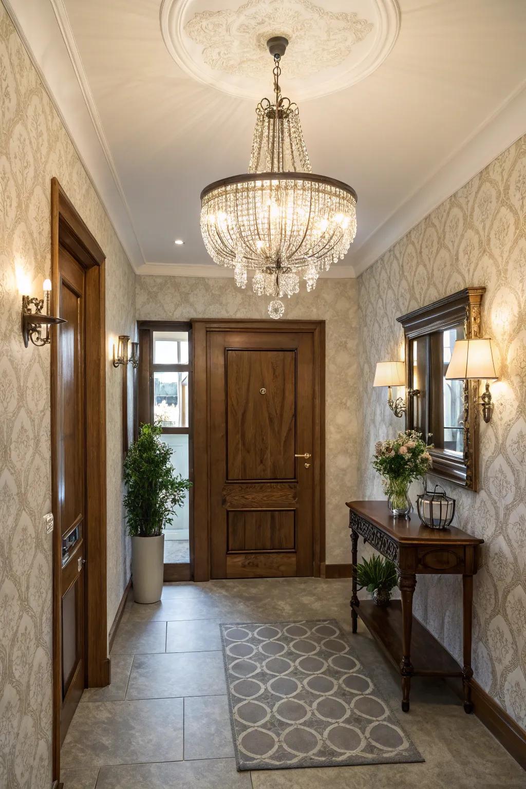 Unique lighting fixtures add personality and intrigue to your entryway.