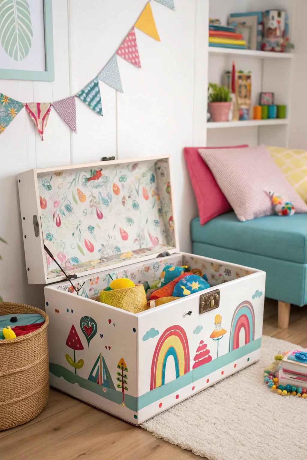 Whimsy and color create a playful treasure chest.