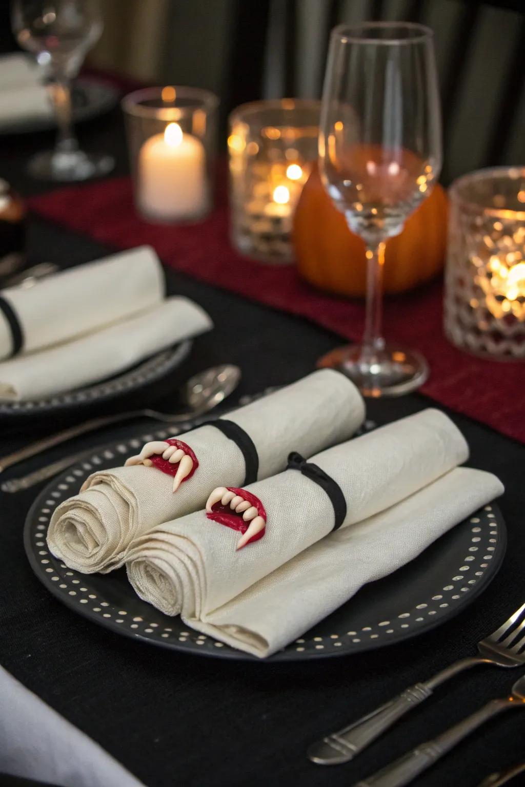 Fang napkin holders add surprise and delight to your table setting.