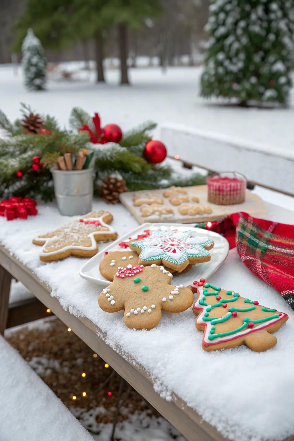 Gingerbread cookies are a sweet winter picnic treat.