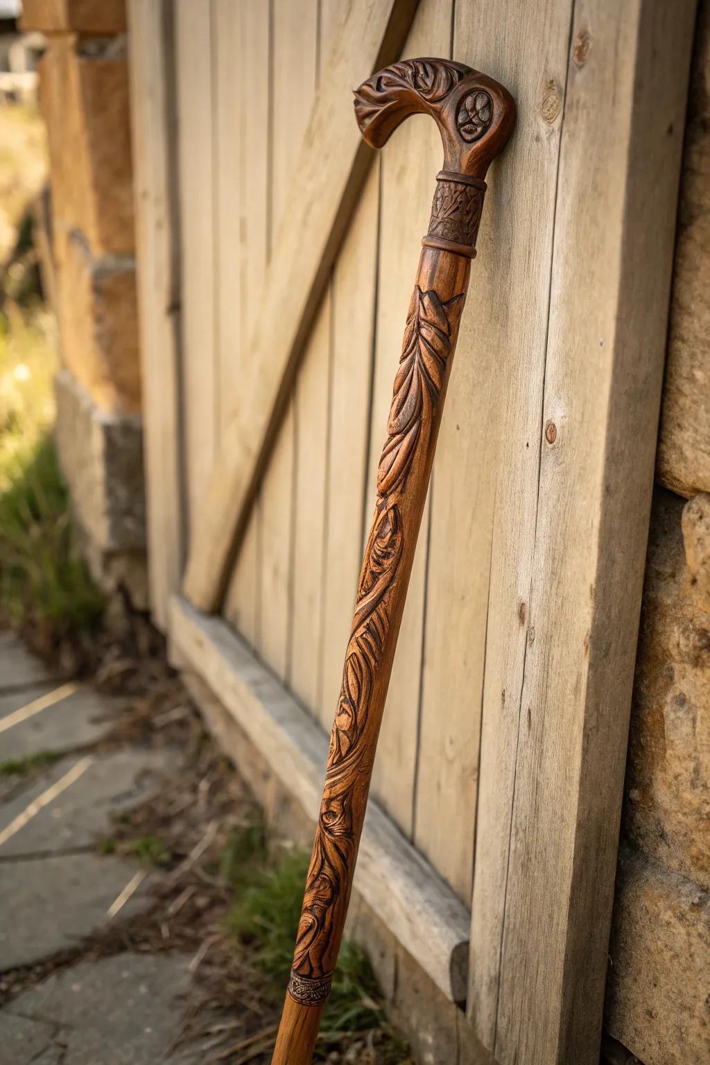 Elevate your journeys with a personalized carved walking stick.