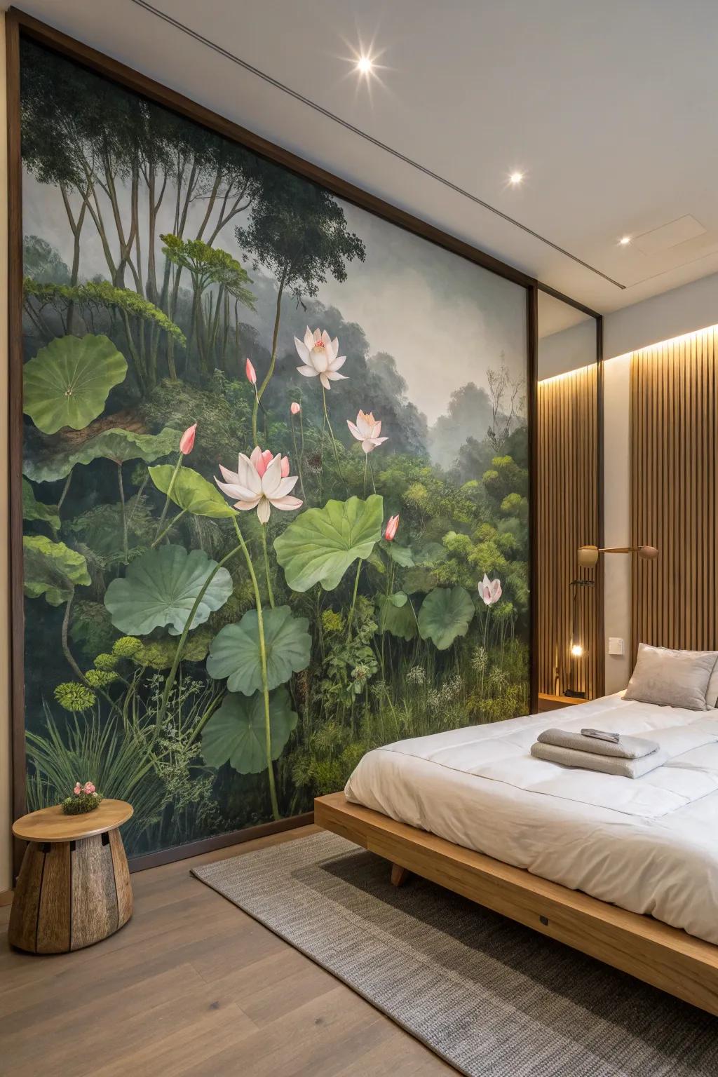 A botanical mural connects your space with nature.