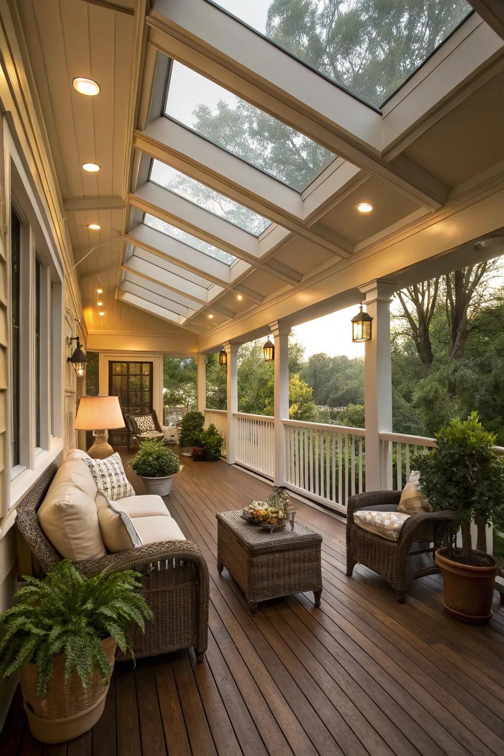 Let natural light in with skylights on your porch.