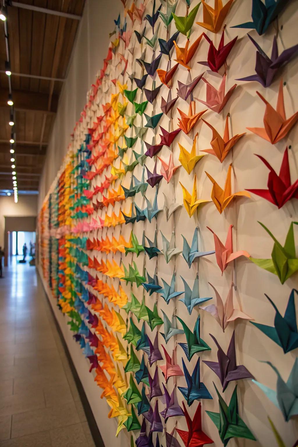 Origami backdrops add an artistic and playful touch.