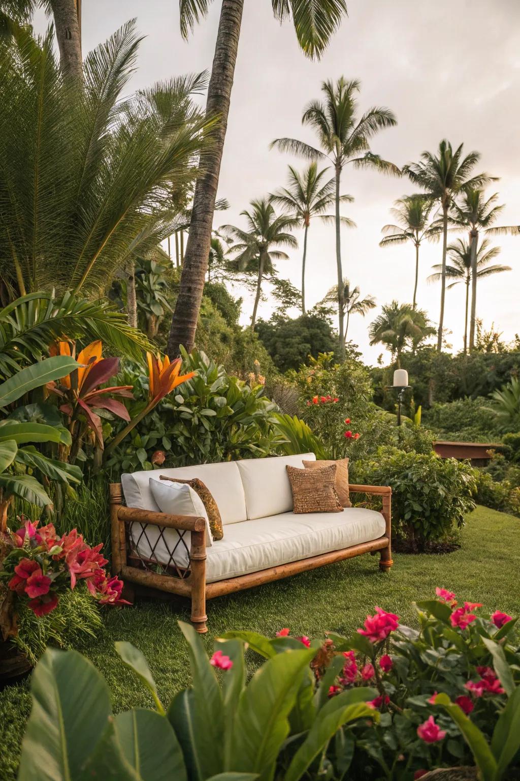 Tropical couches transform your backyard into a paradise escape.