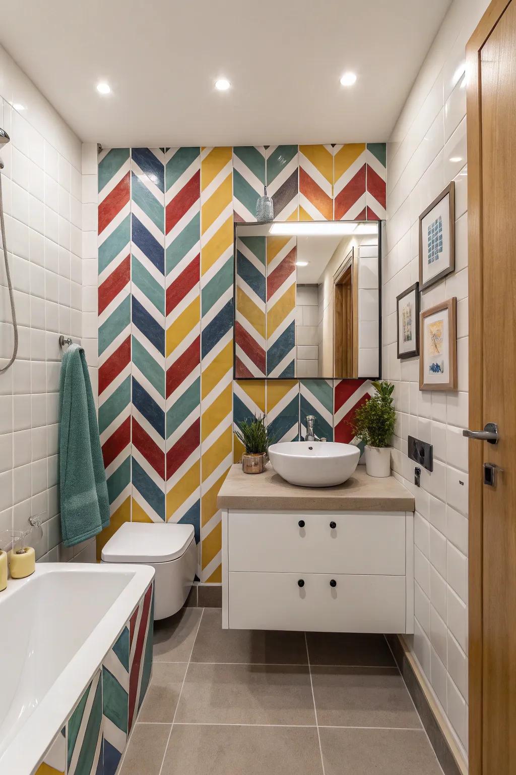 Unconventional tile layouts add an unexpected twist.