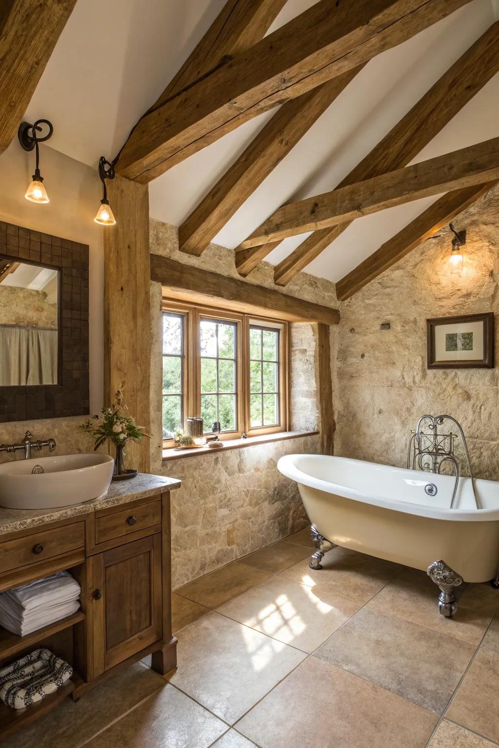 A bathroom highlighting architectural features for unique charm.