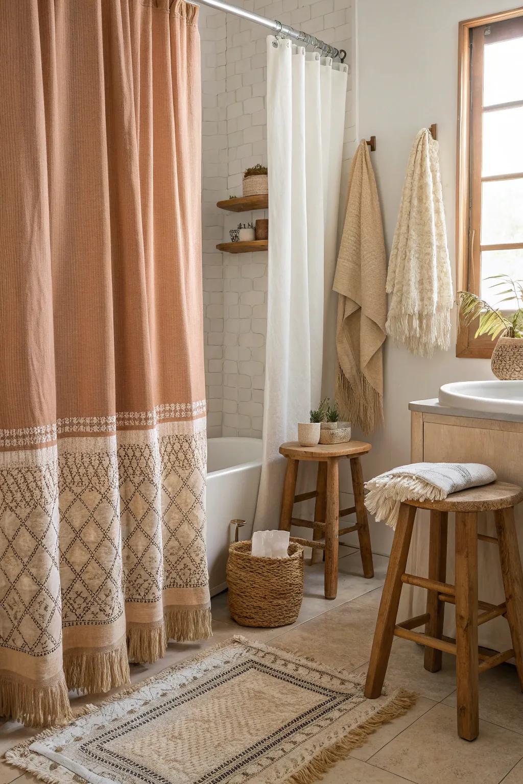 Fabric elements add softness and warmth to your bathroom's design.