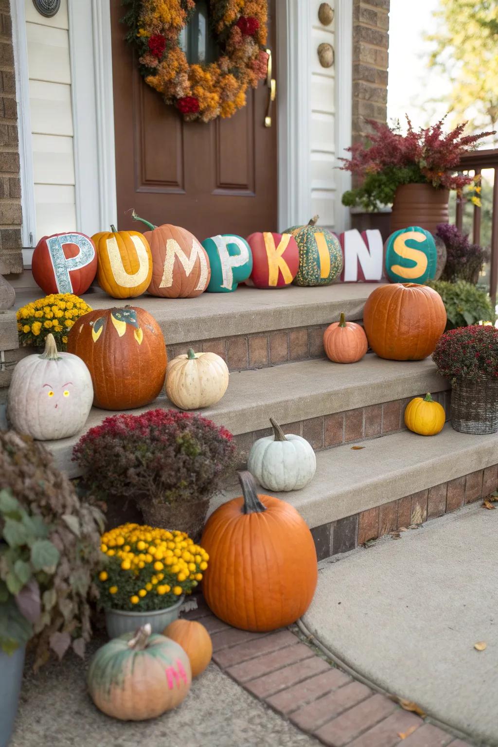 Personalize your pumpkins with vinyl lettering.