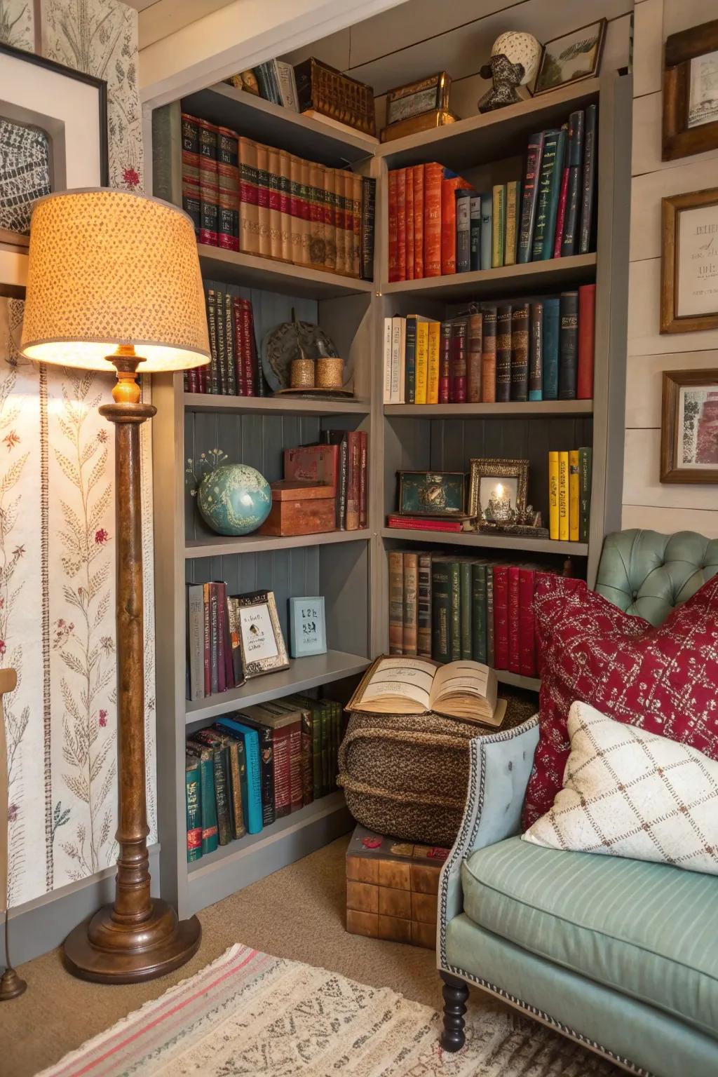 An eclectic nook that reflects personal style and creativity.