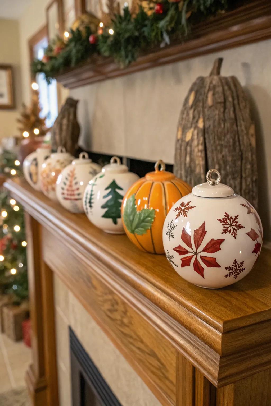 Seasonal ceramic ornaments bring festive cheer to your home.