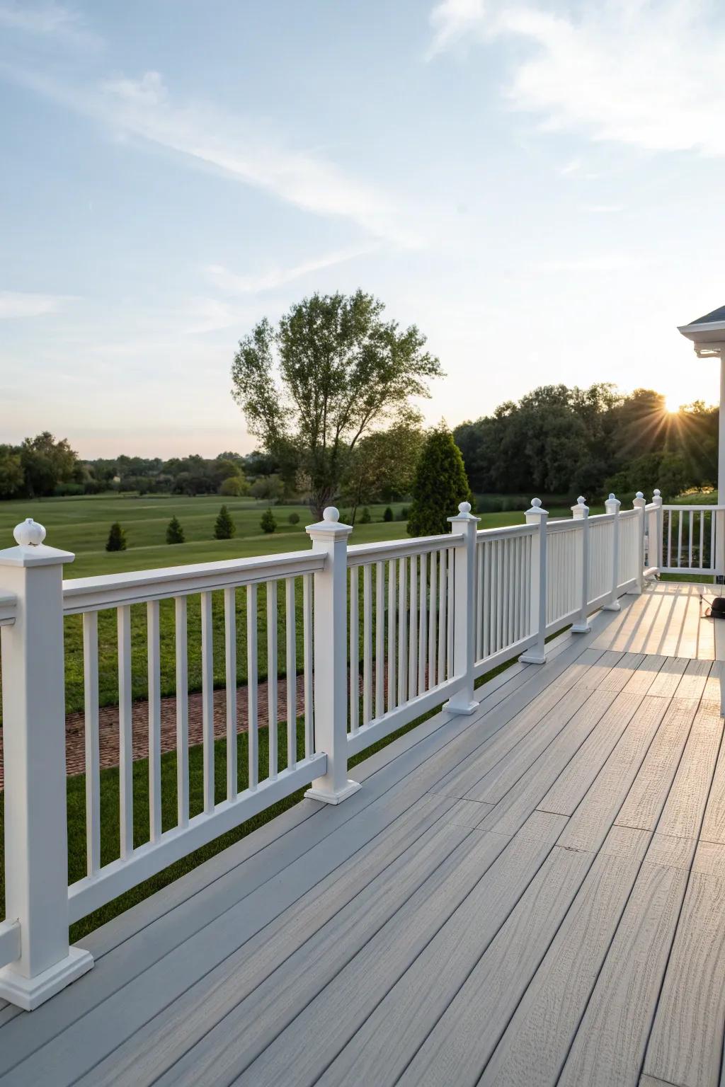 Vinyl railings provide a low-maintenance and affordable solution.