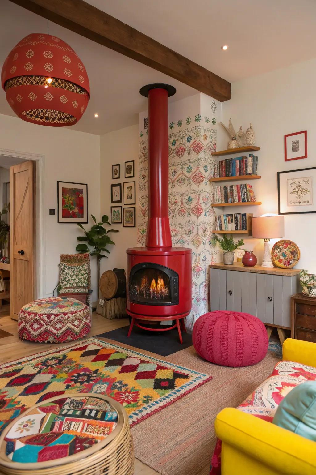 Vibrant red adds energy and excitement, creating a lively atmosphere.