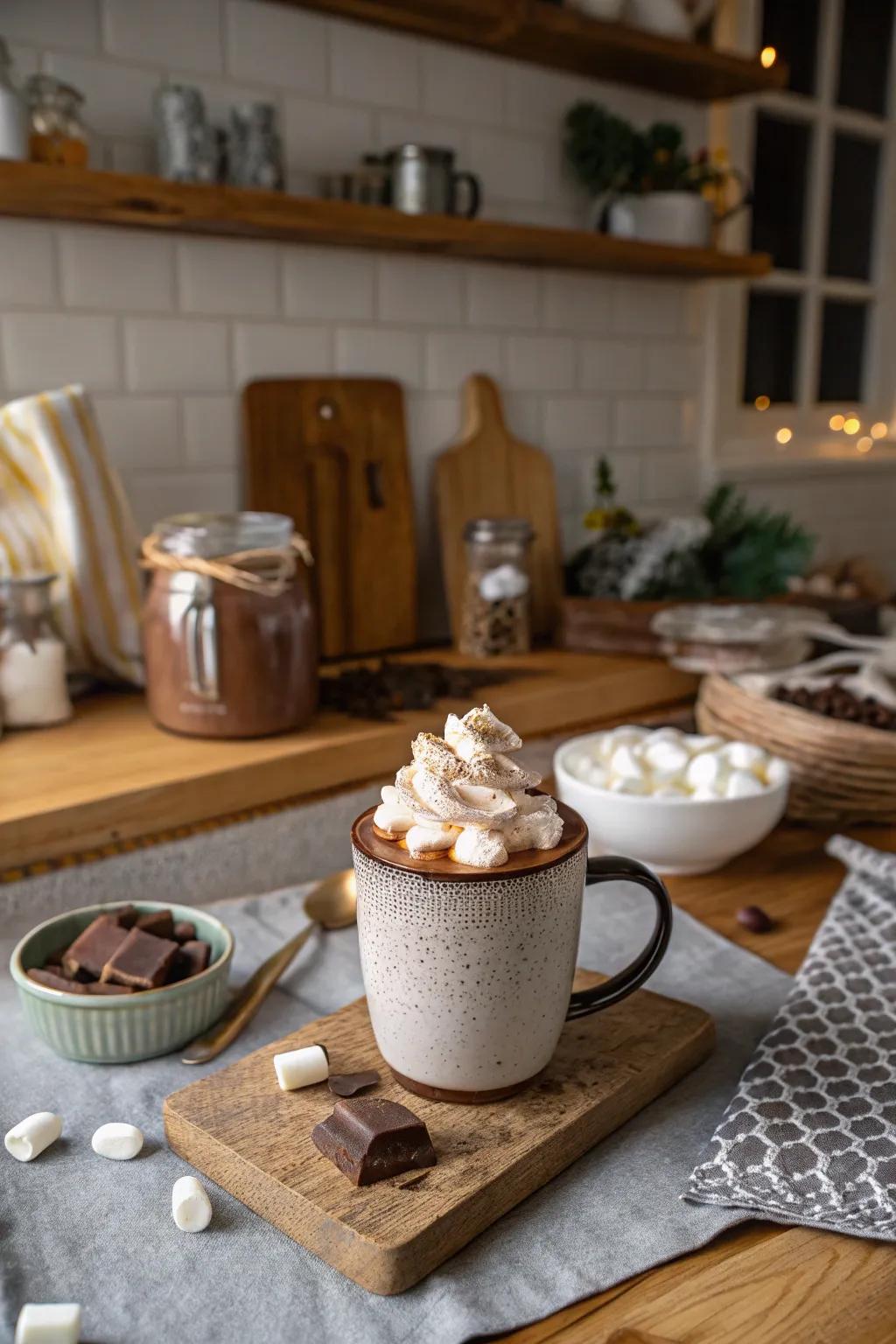 A cozy cocoa bar to warm up the festivities.