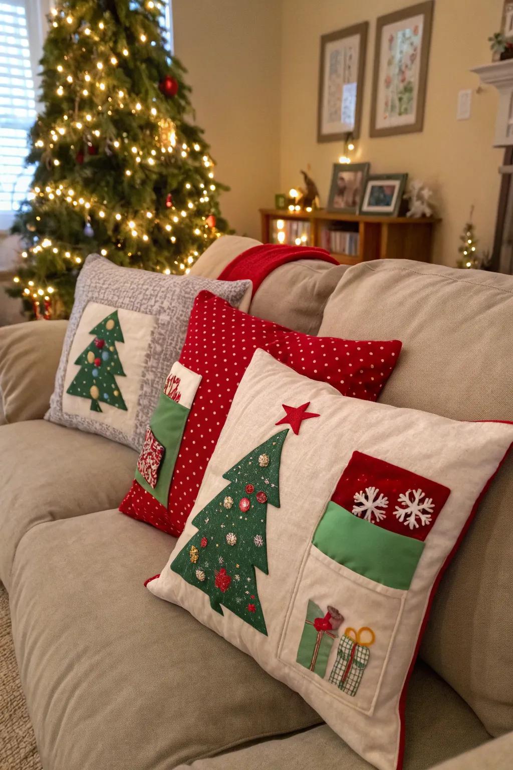 Interactive pillows bring fun to the holiday setup.