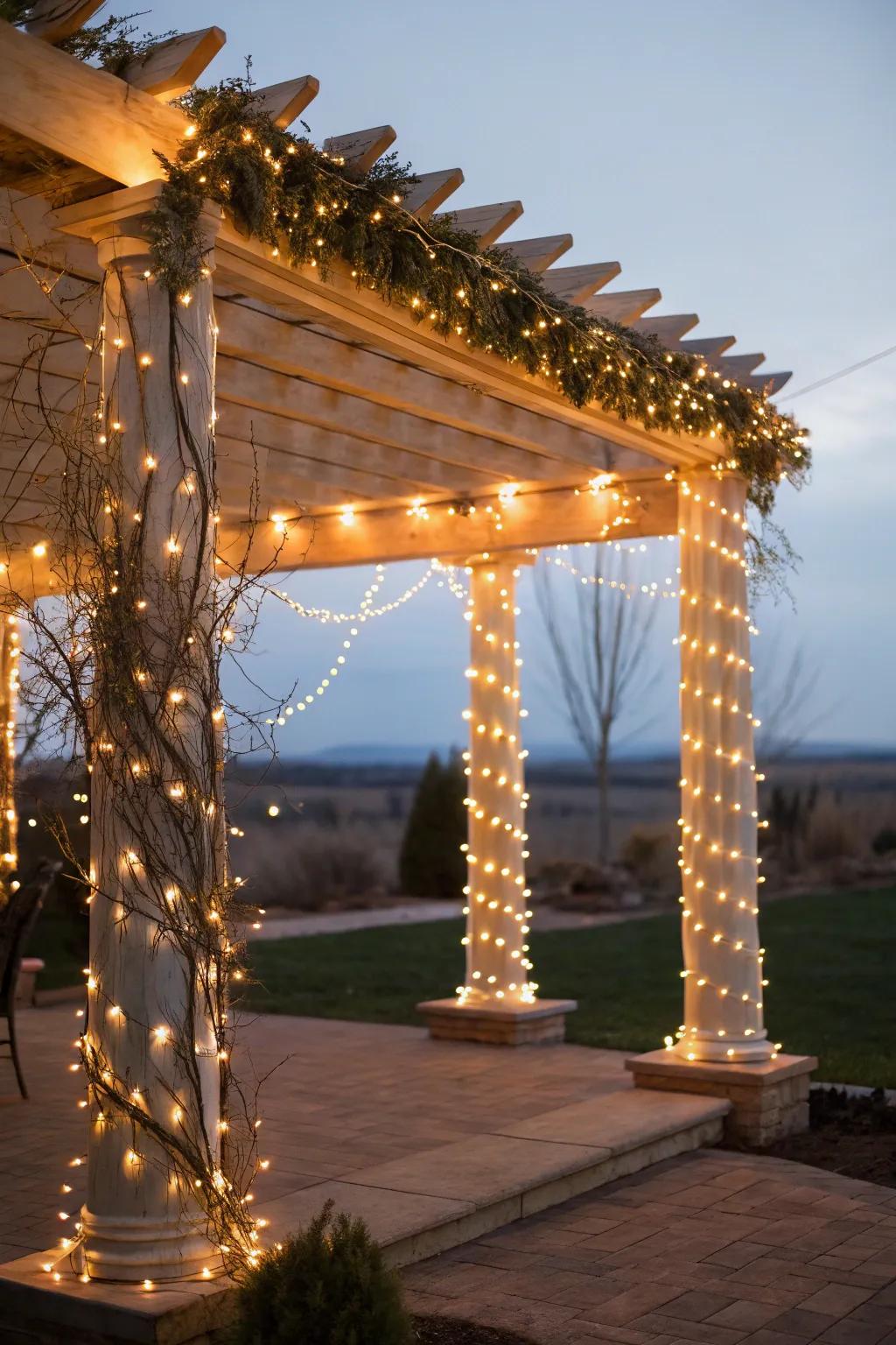 Romantic pergola lighting for cozy gatherings.