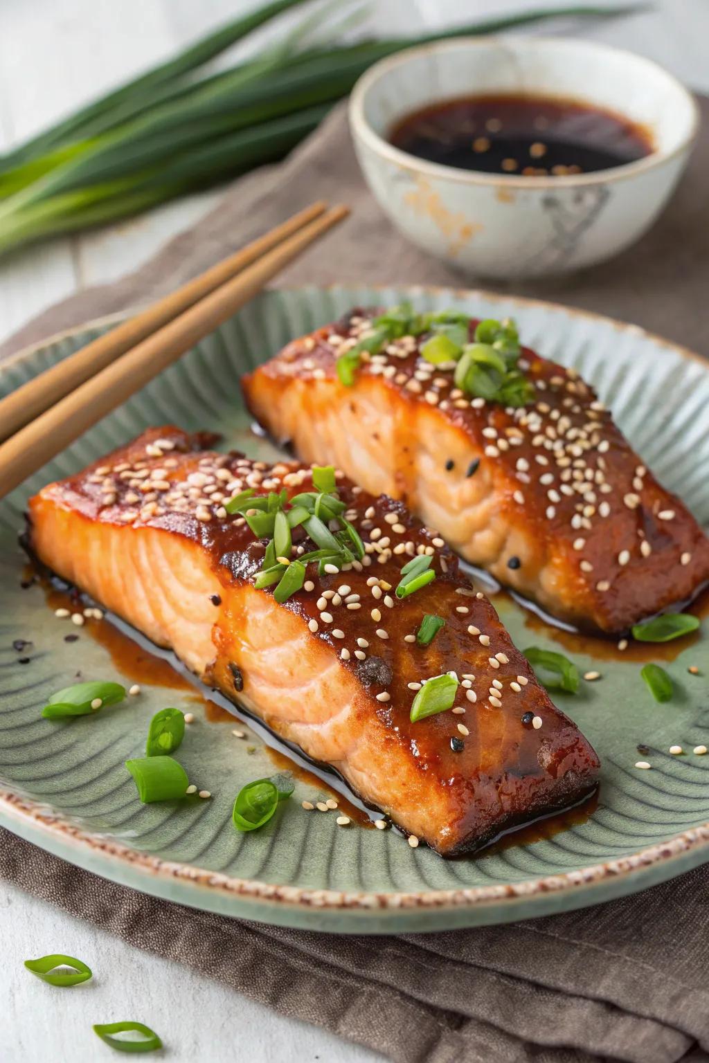 Ginger soy glazed salmon, a flavorful and healthy December choice.