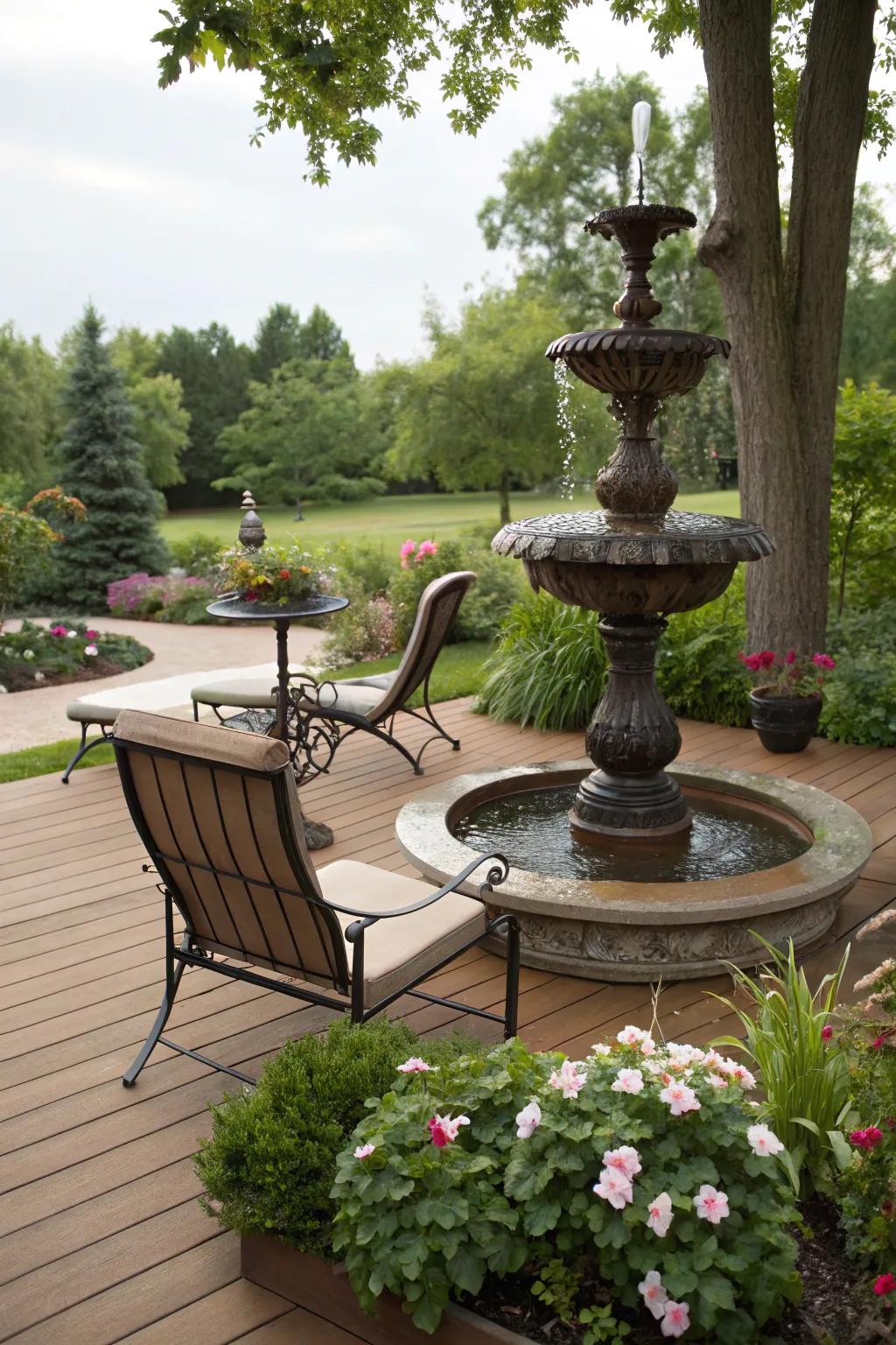 Enhance tranquility with a soothing water feature.